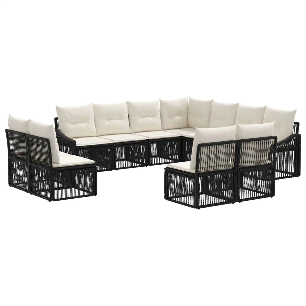 Set Divano da Giardino 11 pz Nero polyrattan 3436039