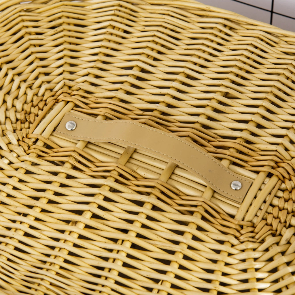 Cesto portabiancheria con coperchio in rattan naturale 100 L