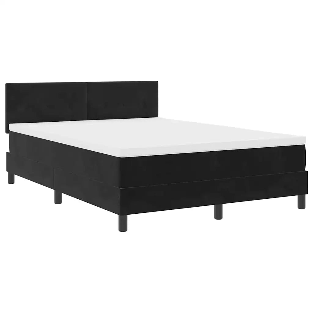 Letto a Sorgente LED con materasso Nero 160 x 200 cm Velluto