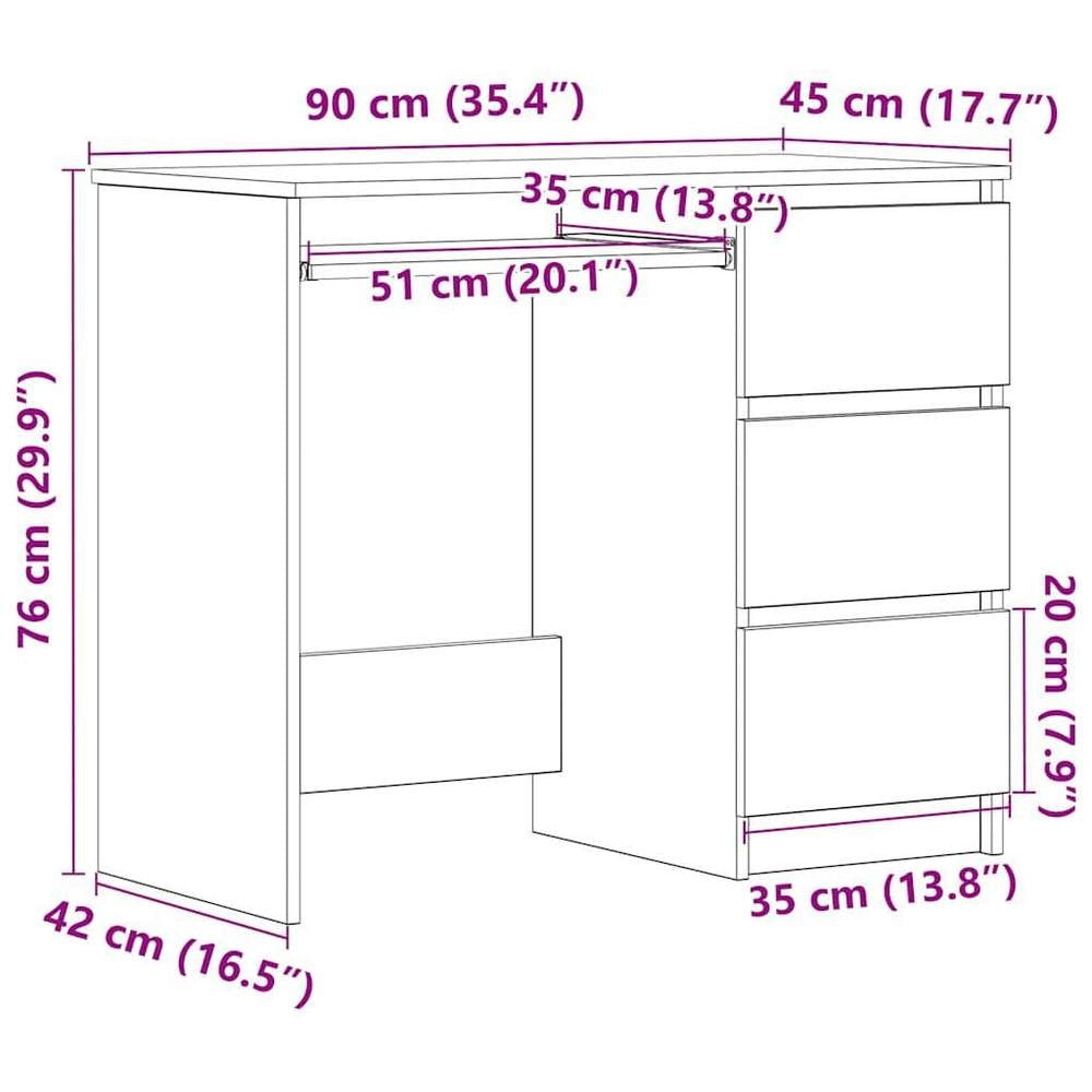 Desk Sonoma Oak 90x45x76 Cm Wood-based Material