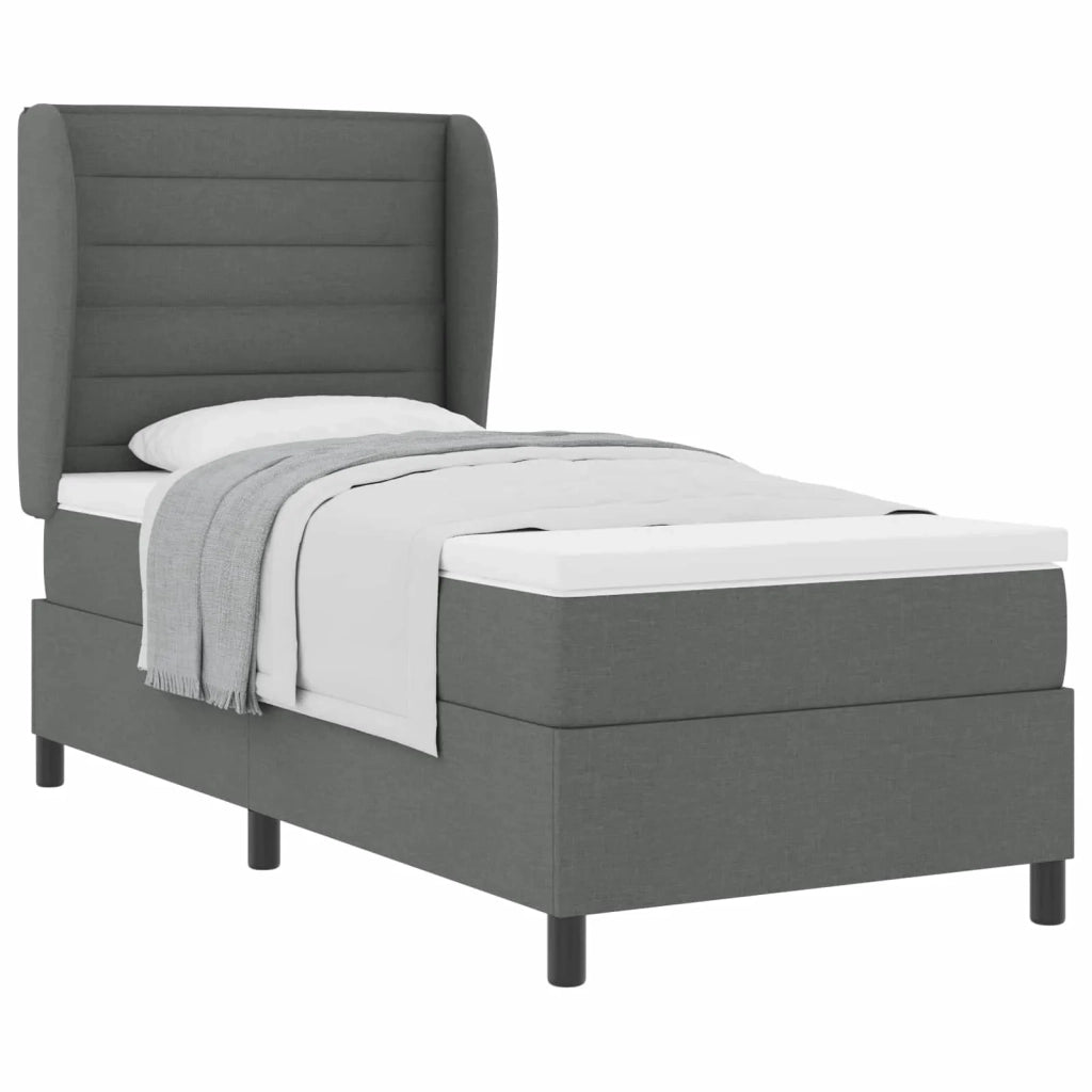 Letto a molle con materasso Grigio scuro 80 x 200 cm Tessuto 3340467