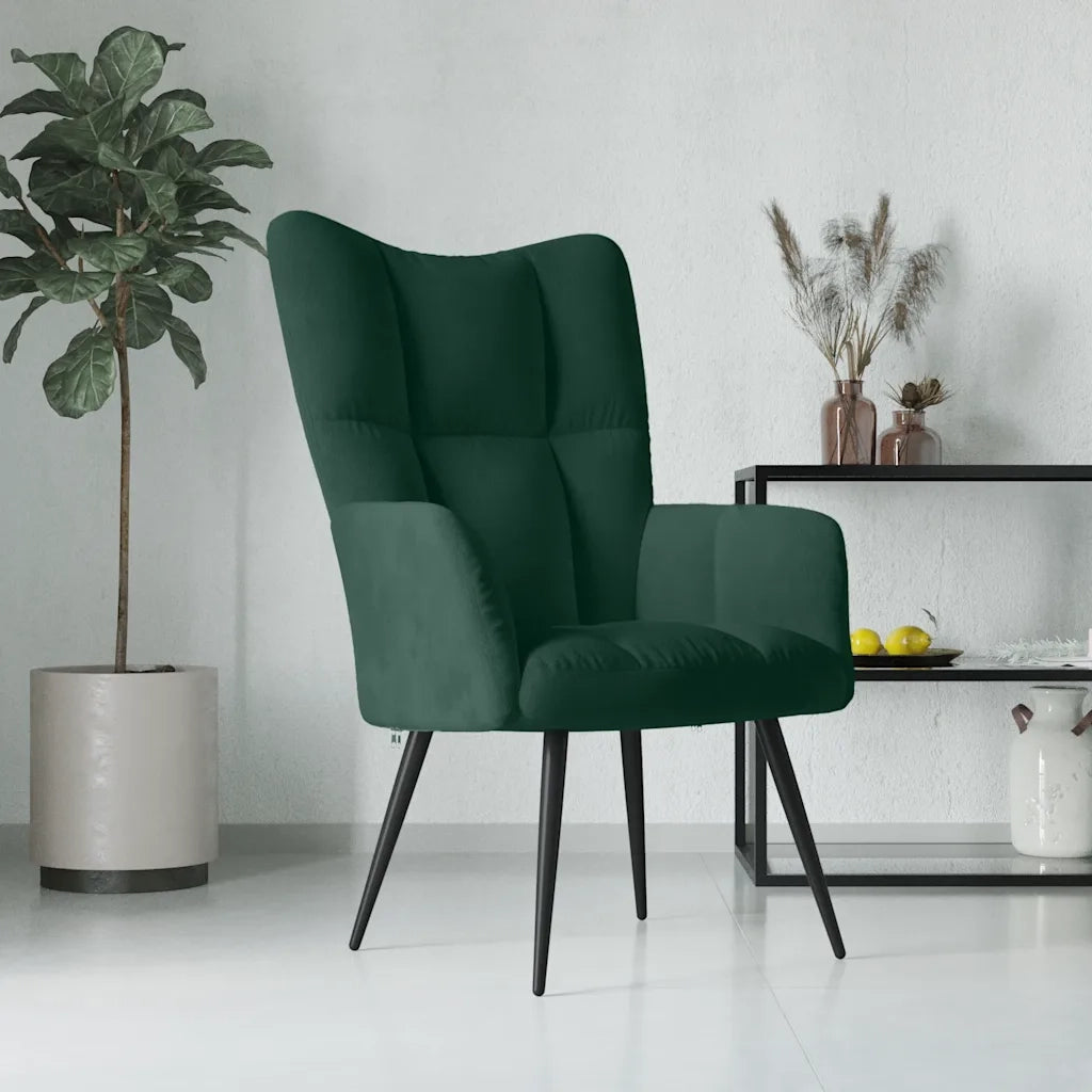 Sedia Relax Verde Scuro in Velluto 328075