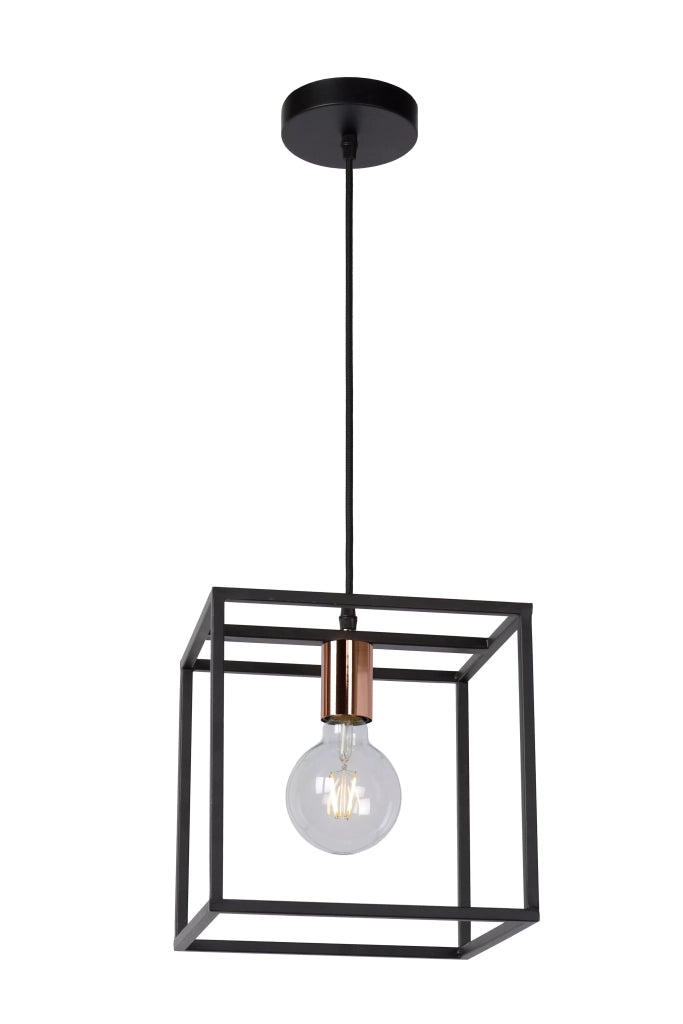Lampada a sospensione geometrica nera rame E27 Lucide Arthur