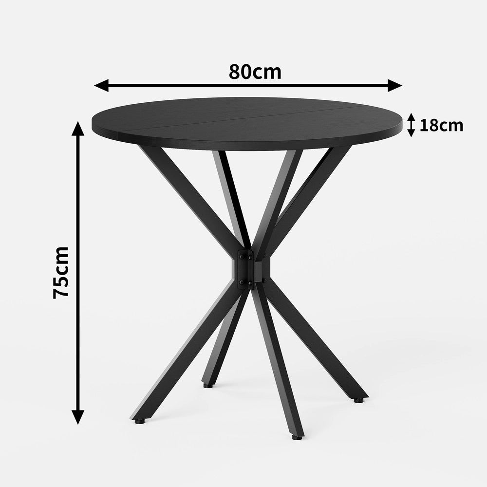 Tavolo Rotondo con Gambe a X ¨C MINIMAL ¨C Nero, 80 cm