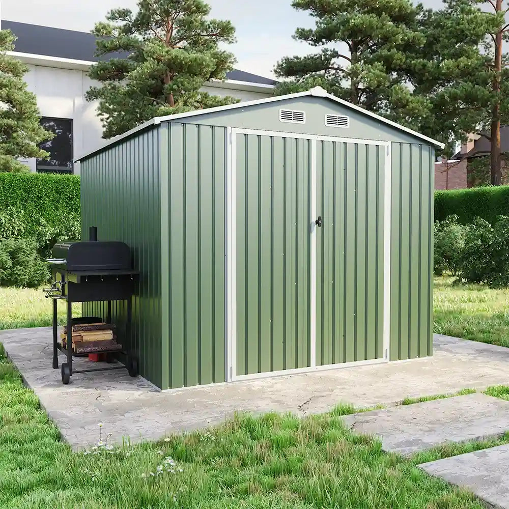 Casetta da giardino in acciaio zincato verde 2,56x2,56xh2,16m - 98kg- 6,55 metri quadri