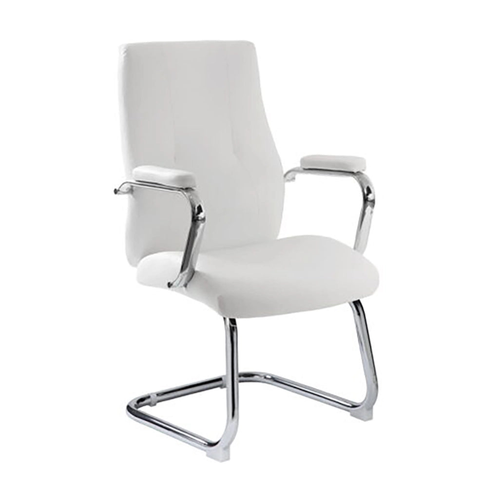 Poltrona da Ufficio Attesa New York  con Braccioli 58x61x101 cm in Pelle Sintetica Bianco