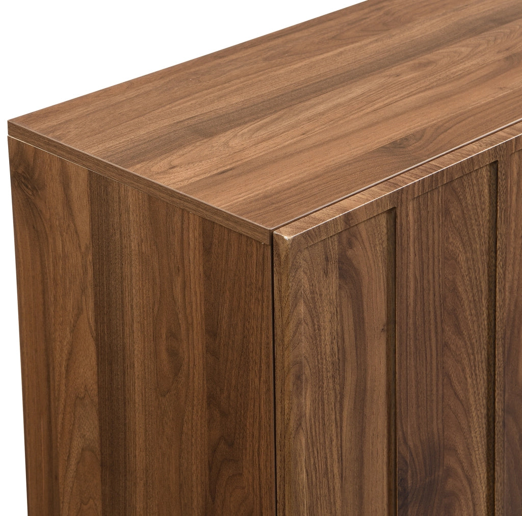 Sideboard moderno color noce con ante a onde e ripiani regolabili 120x35x80 cm senza maniglie
