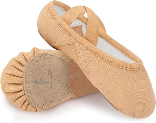 Danza per ragazze e donne | Scarpe elastiche con suola a dita | Beige | Taglia 35.5EU
