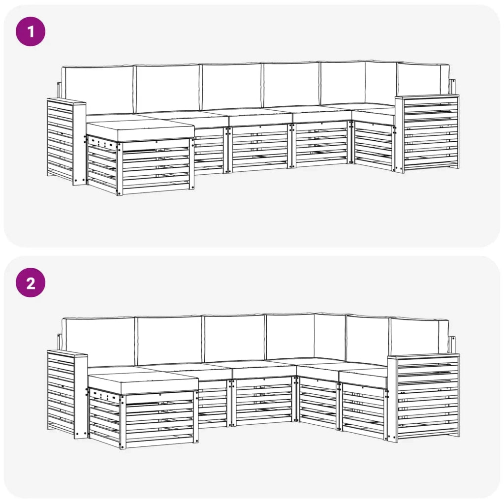 Set di divani da esterno 7 pcs Bianco e Beige 3392203