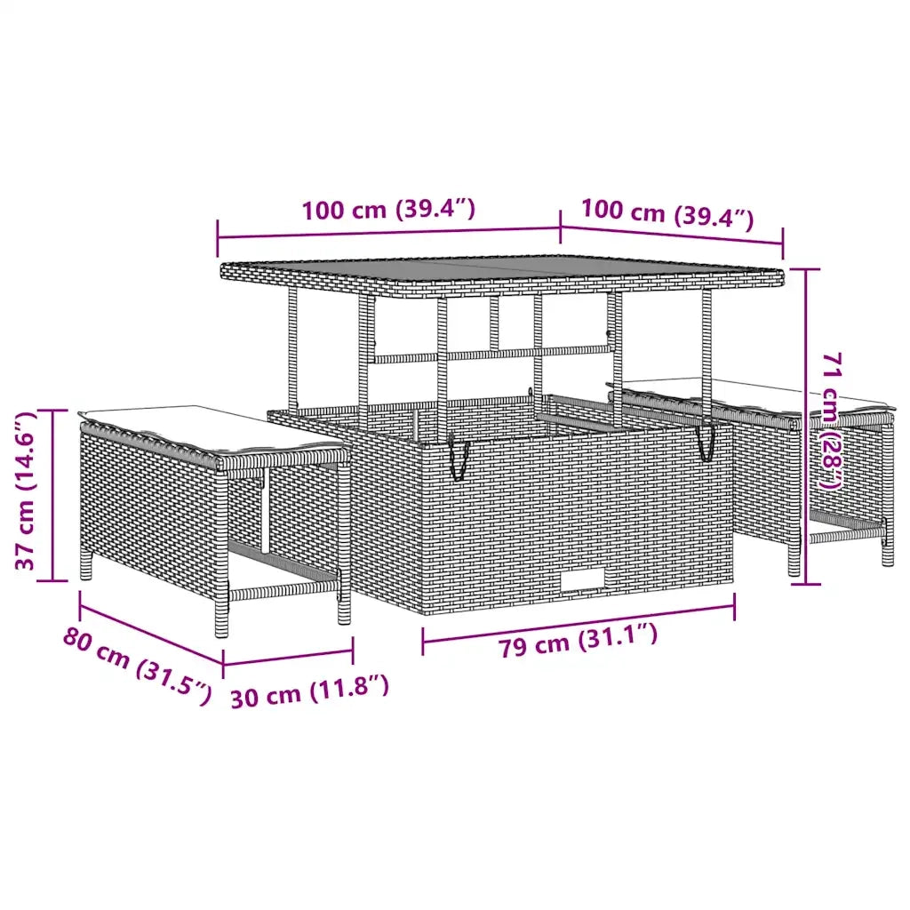 Set Divano da Giardino con cuscino 8 pcs Nero polyrattan 3361995