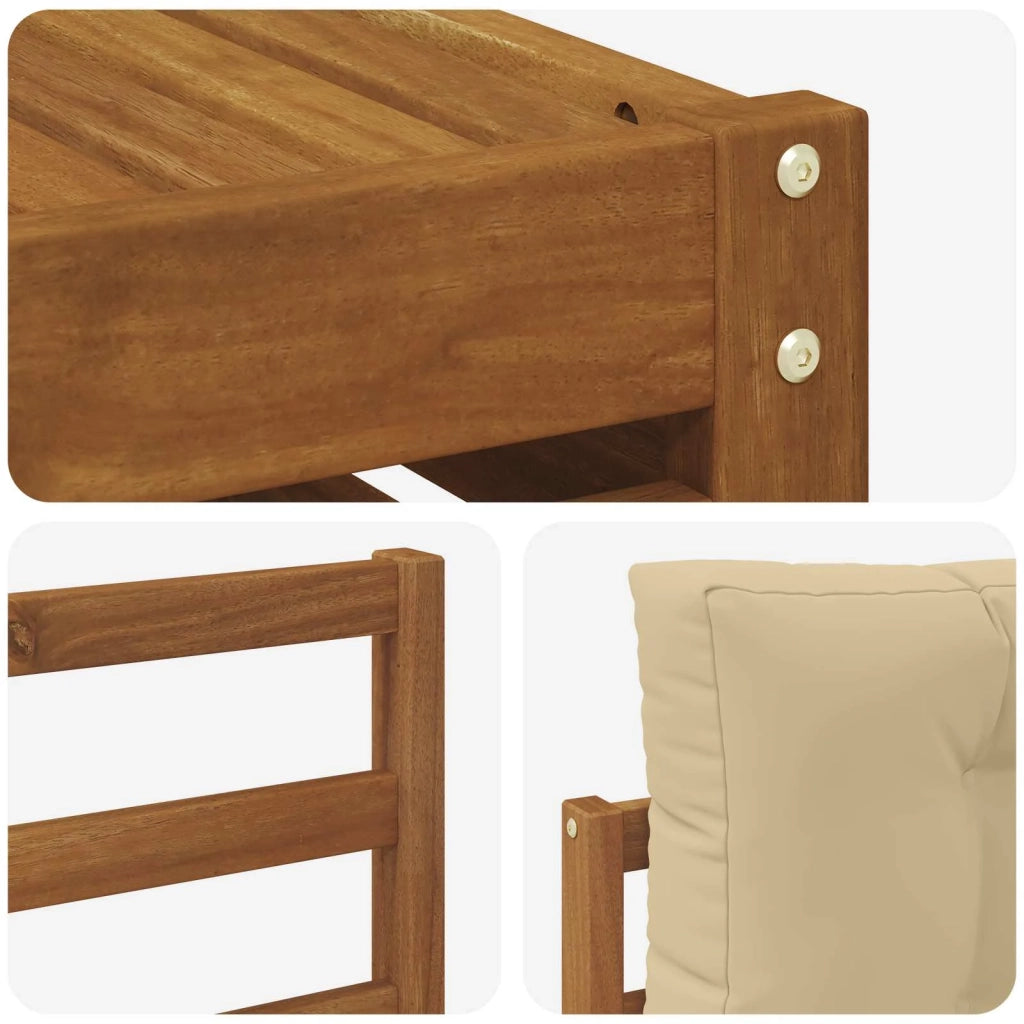 Set di divani da esterno con cuscino 5 pcs Naturale e Beige 3372963