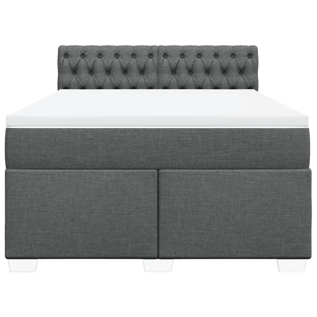 Giroletto a Molle con Materasso Grigio Scuro 160x200 cm Tessuto