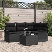 Set Divano da Giardino con cuscino 5 pcs Nero polyrattan 3345353