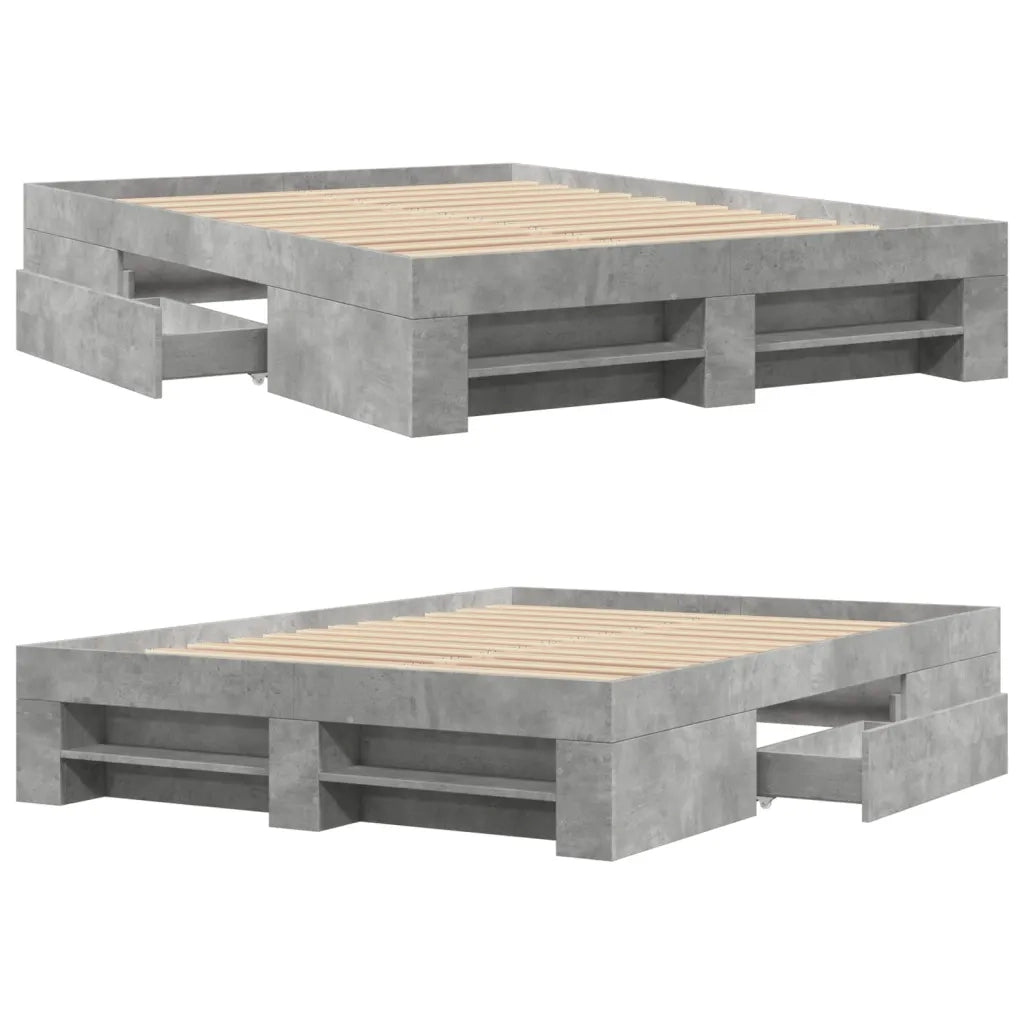 Letto matrimoniale | Letto per adulti | Giroletto Grigio Cemento 120x190 cm in Legno Multistrato