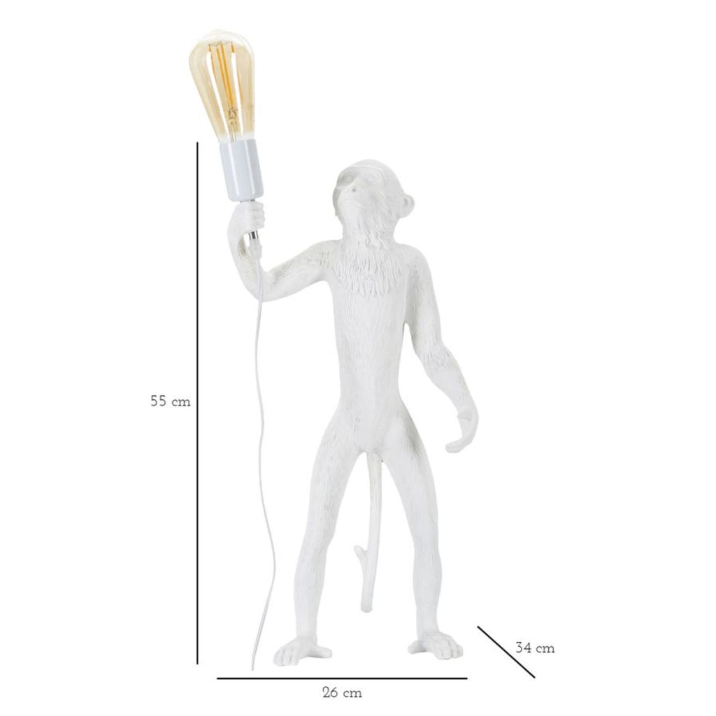 Lampada da Tavolo Scimmia 3, Bianco, Poliresina, 26x34x55 cm