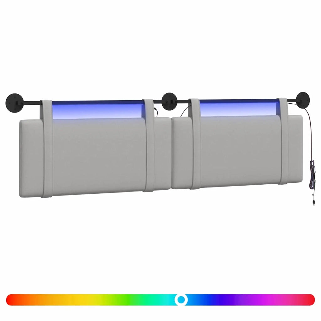 Testiera sospesa Con luce LED Grigio Nuvola Tessuto 3423996