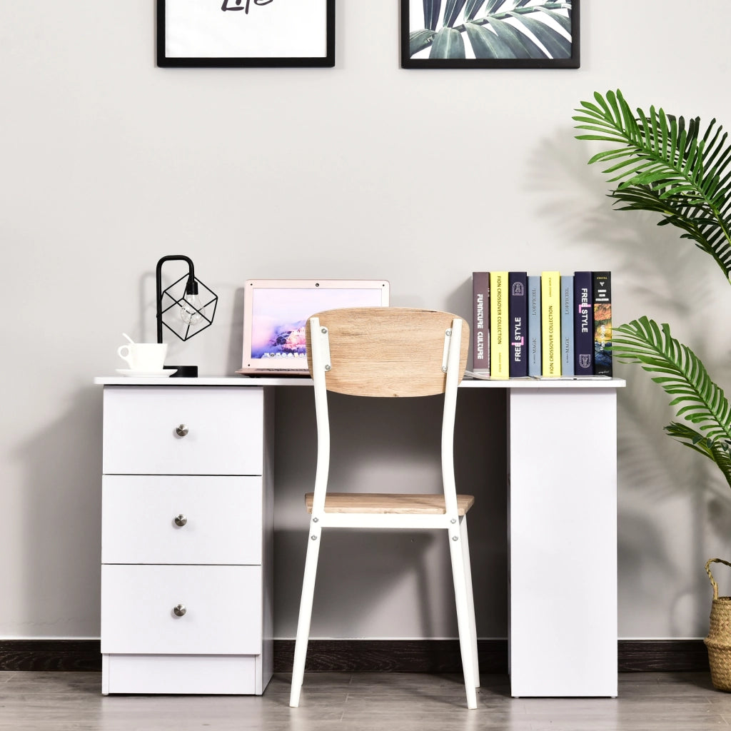 Scrivania con cassetti e scaffali ¨C zephmum ¨C bianco 120x49x72 cm