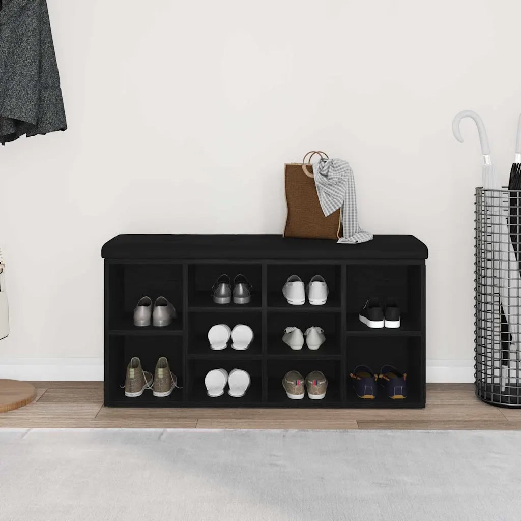 Panca per scarpe Rovere Nero 102 x 32 x 50 cm Legno multistrato