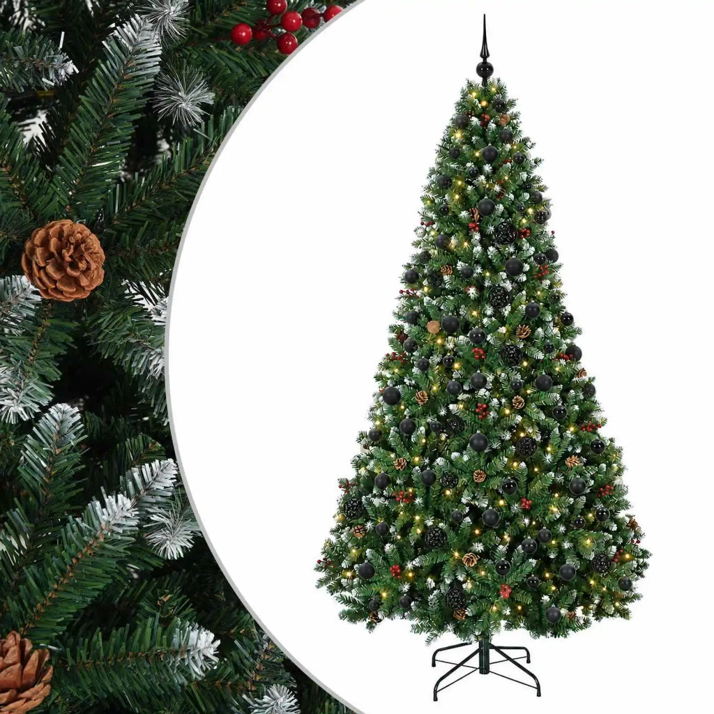 Albero di Natale artificiale verde con palline 240 cm 300 LED 3466467