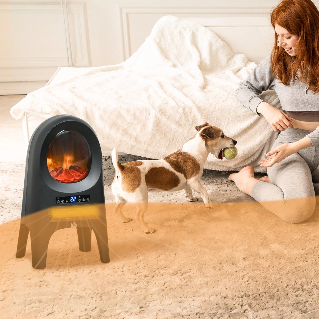 Termoventilatore Elettrico con 3 Modalità di Riscaldamento e Temperatura Regolabile, Stufetta per Casa e Garage, 33.7x25.5x60.4 cm, Nero