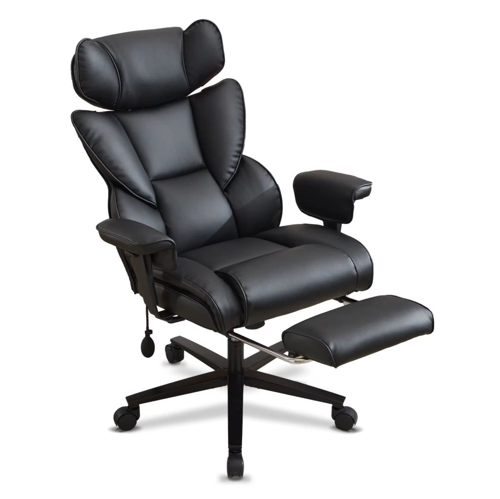 Sedia da ufficio reclinabile ergonomica nera con supporto lombare