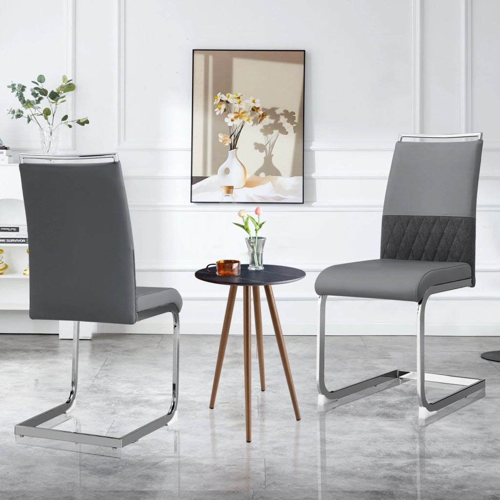 Sedie da Pranzo Set 4 Pezzi, Schienale Alto Imbottito in Ecopelle e Tessuto ¨C MINIMAL ¨C Grigio