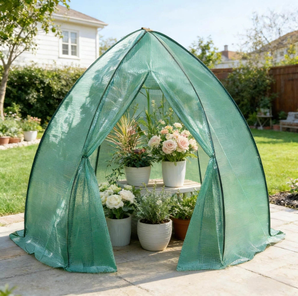 Serra da giardino a teepee verde 240 x 200 x 240 cm