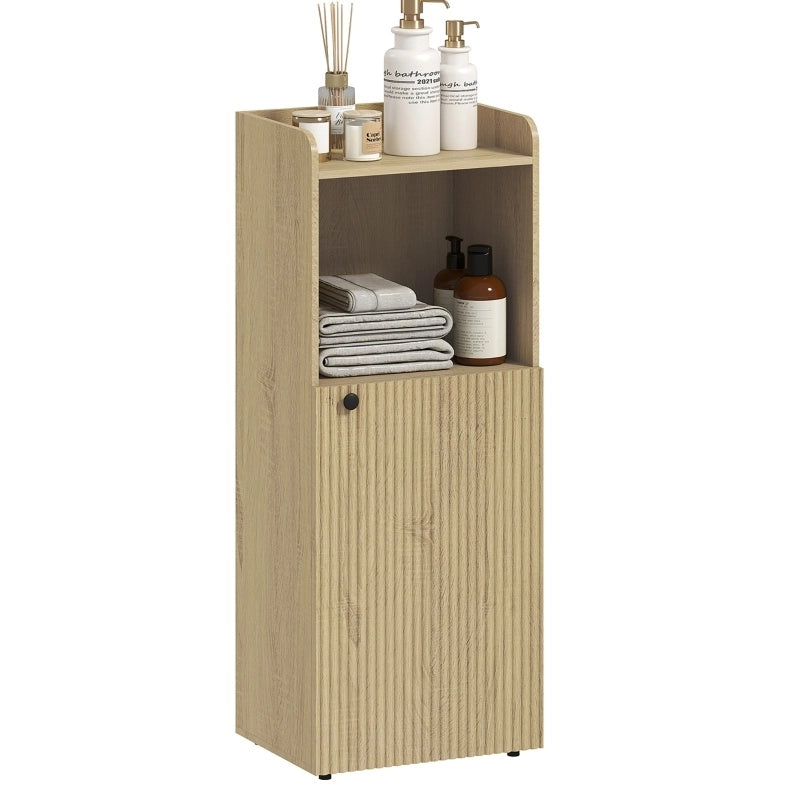 Armadio da bagno in rovere giallo con ripiani regolabili 40x31x104 cm