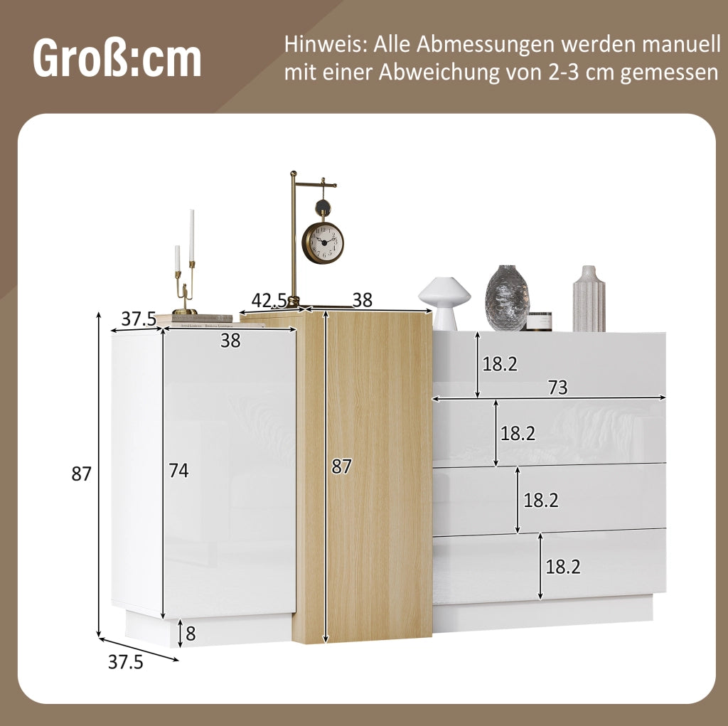 Credenza moderna bianca lucida con contenitore integrato