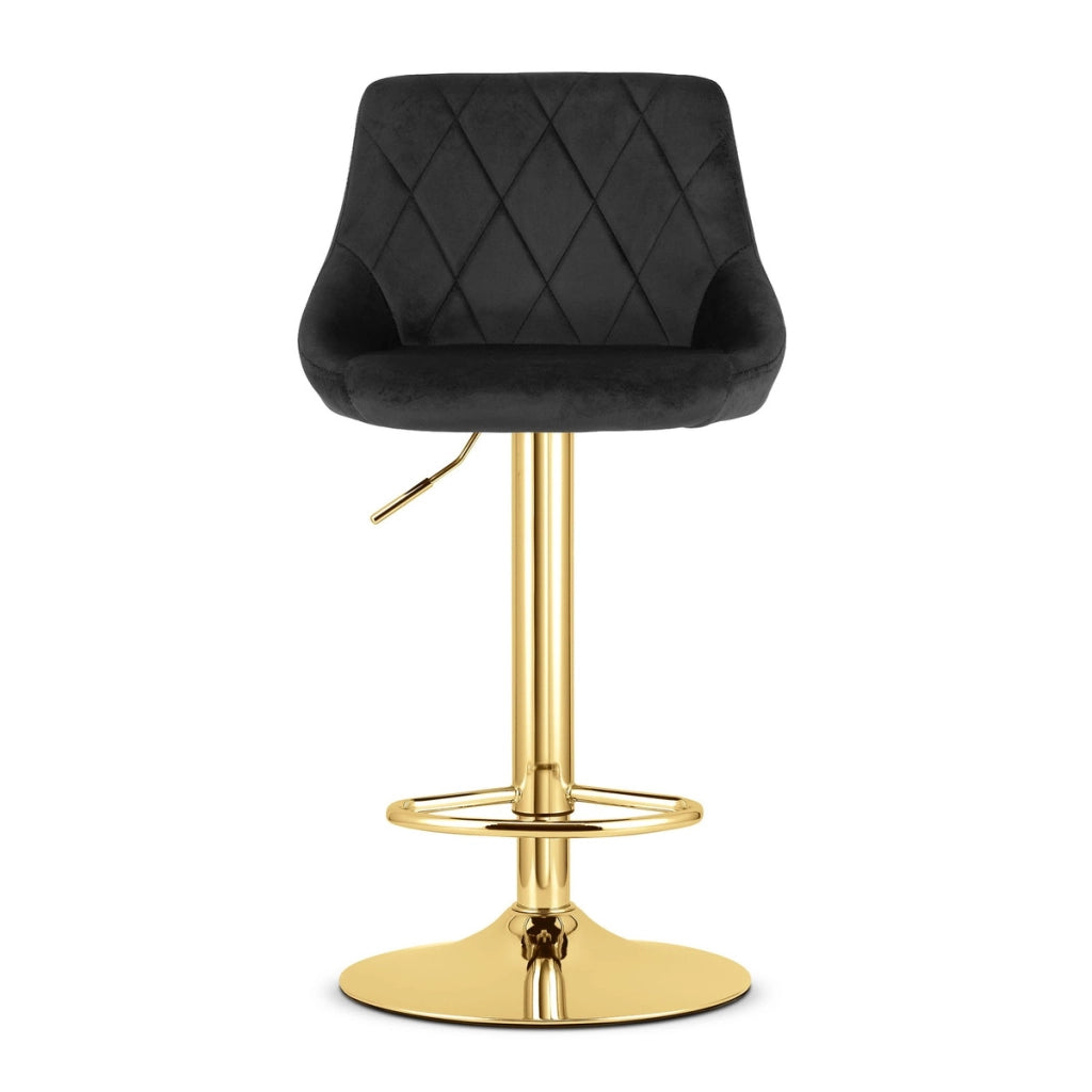 Sgabello da bar girevole Kast in velluto nero e oro