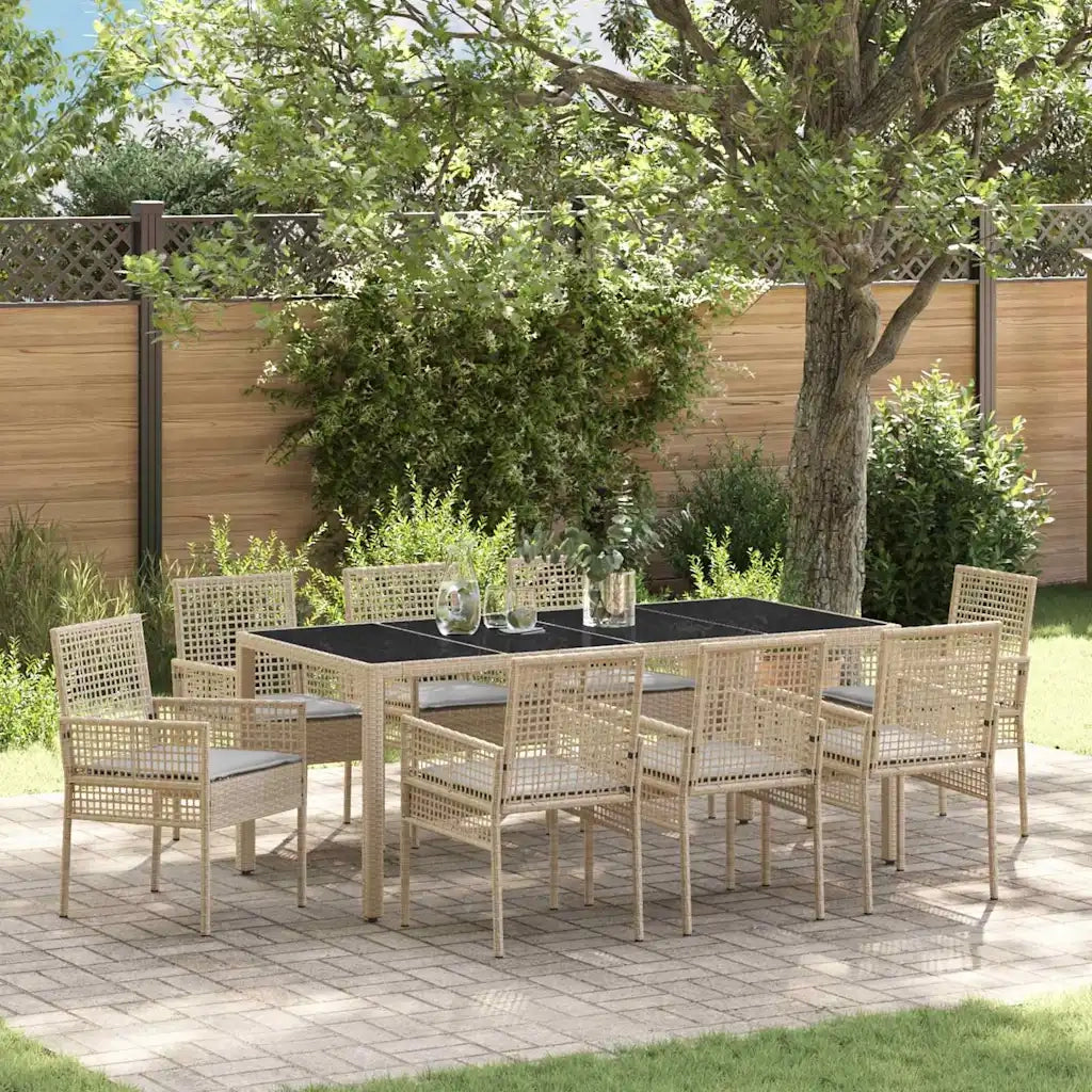 Set da Pranzo per Giardino 9 pcs Beige polyrattan 3334884