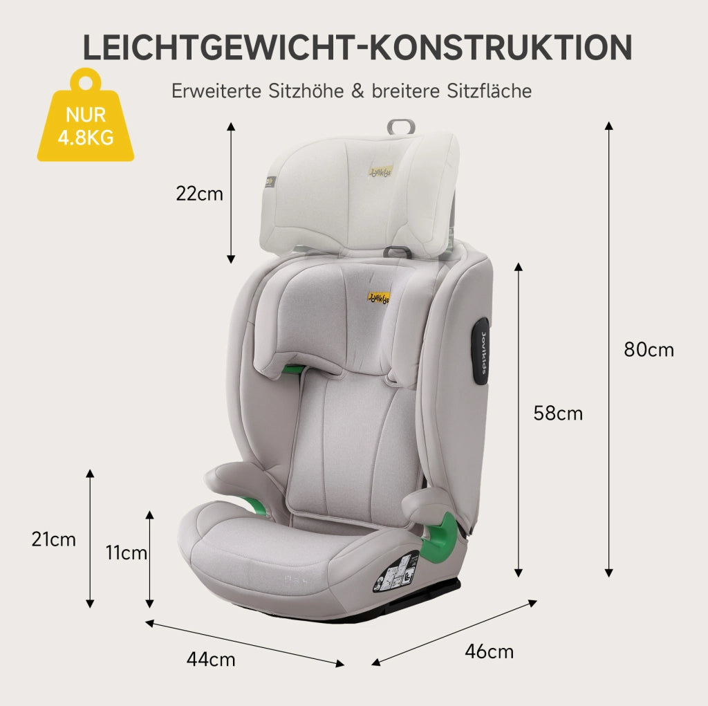 Seggiolino auto bambino con schienale 100-150 cm beige, poggiatesta regolabile