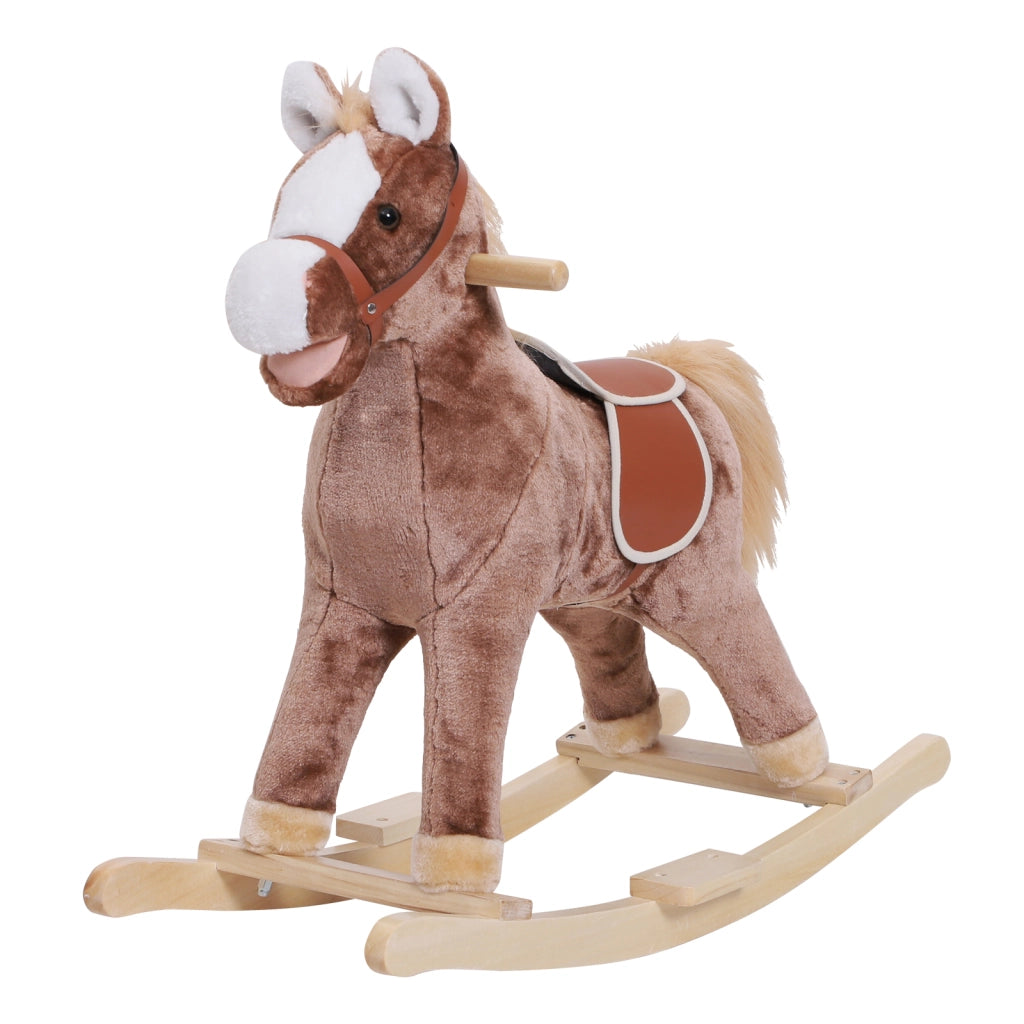 Cavallo a Dondolo per Bambini in Legno con Struttura Metallo ¨C Minimal ¨C 74x33x62 cm Marrone