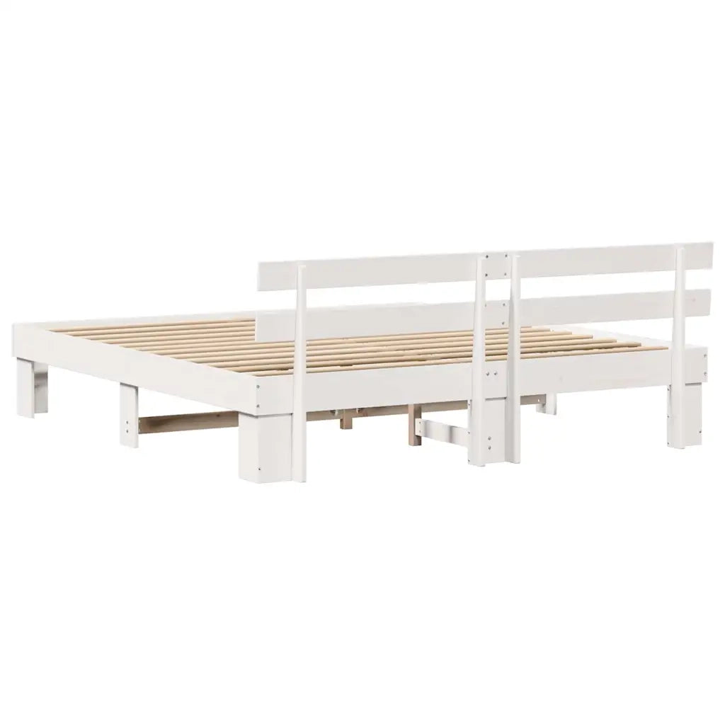 Struttura del letto-Giroletto-Rete del Letto Bianco 200 x 200 cm Pino massello 823087