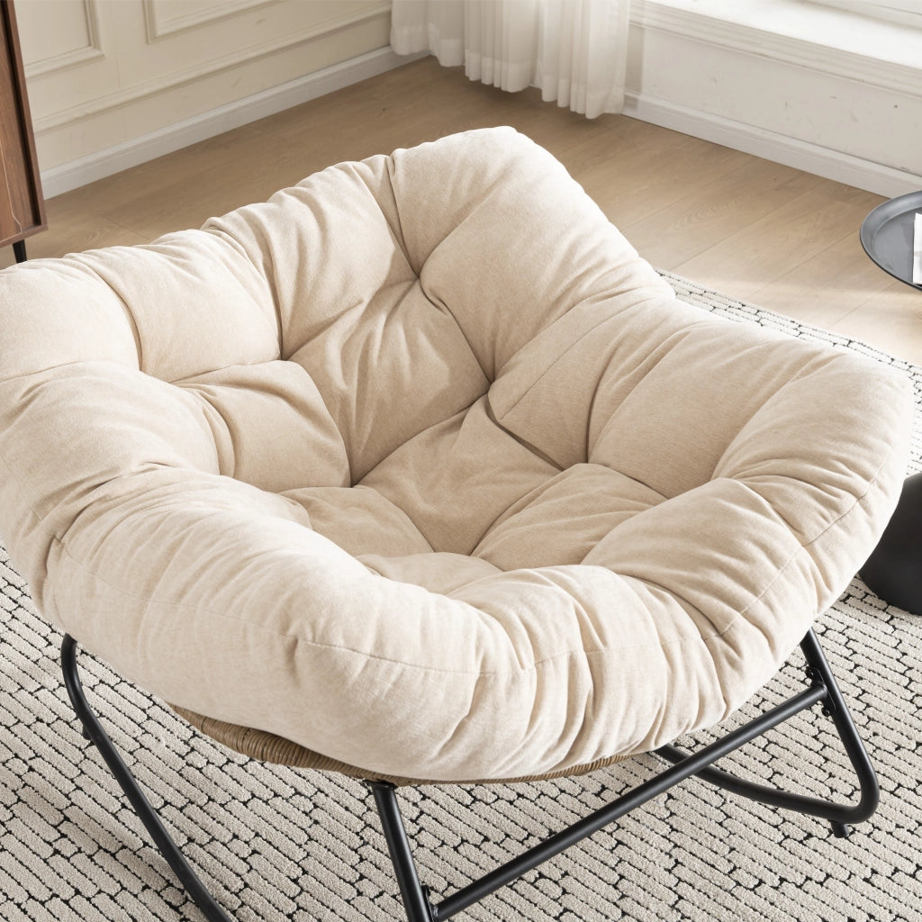 Poltrona a Dondolo in Tessuto Chenille ¨C MINIMAL ¨C Grigio