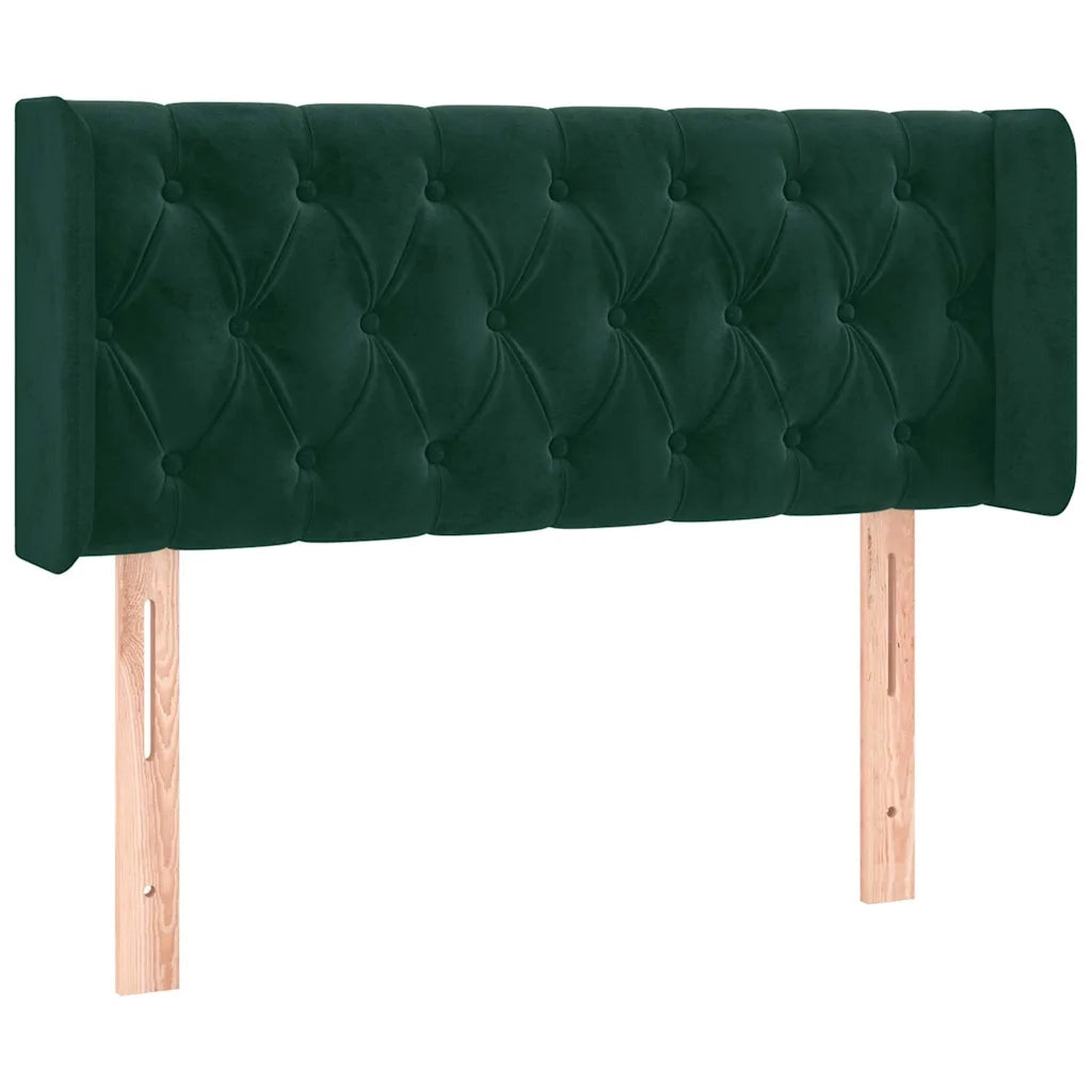 Testiera ad Orecchio-Testata con Orecchie Verde Scuro 103x16x78/88 cm in Velluto 759977