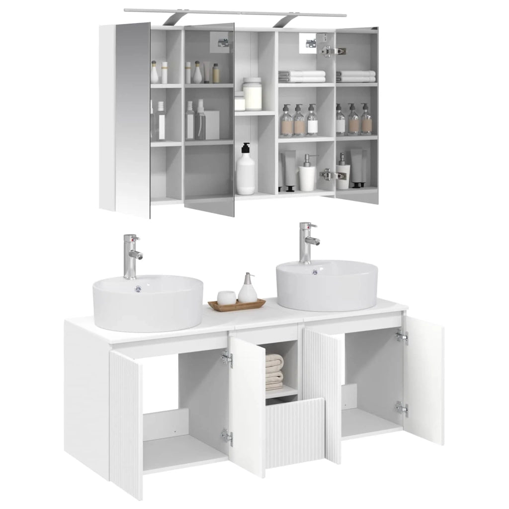 Set di Armadi da Bagno 4 pz Bianco Legno ingegnerizzato 3406455