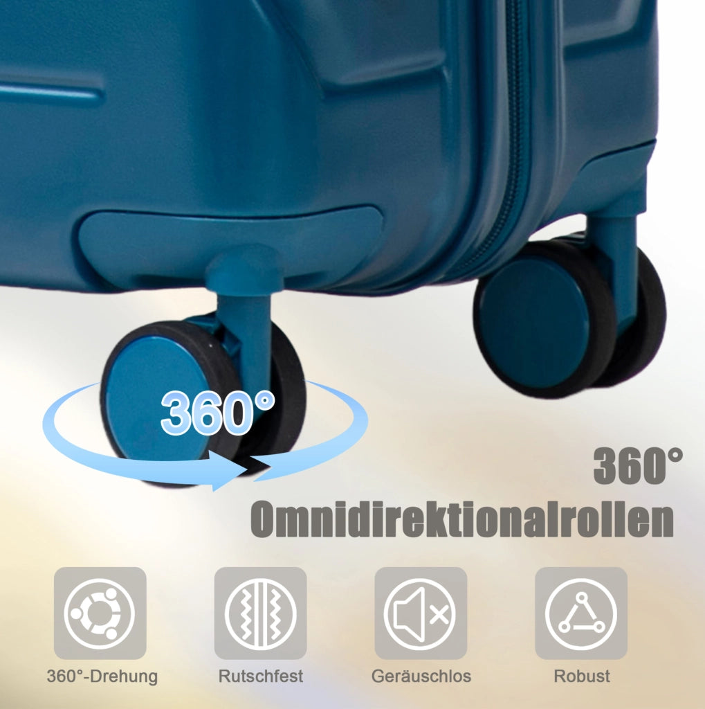 Set valigie rigide ULEVR 4 pezzi 19/24/28 pollici con beauty case 14 pollici, ABS blu scuro e ruote girevoli