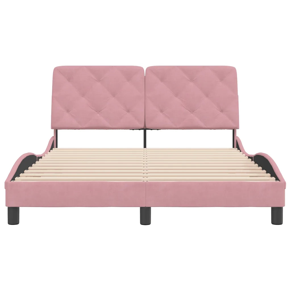 Letto matrimoniale | Letto per adulti | Giroletto senza Materasso Rosa 120x200 cm in Velluto