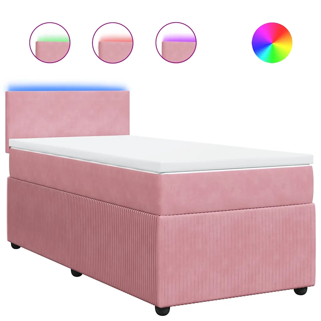 Giroletto a Molle con Materasso Rosa 90x200 cm in Velluto