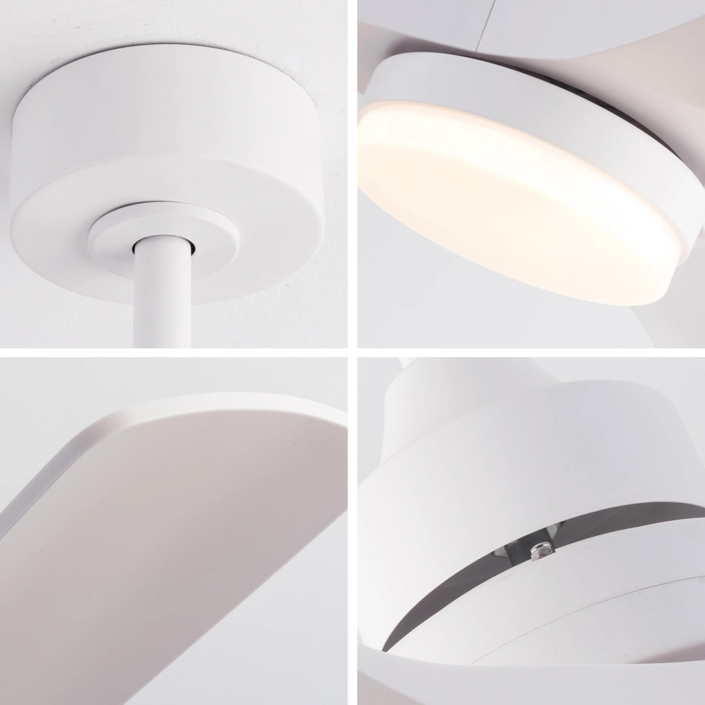 Ventilatore da soffitto bianco 42 pollici con luce LED 20 W; 3 pale ABS; motore DC reversibile e telecomando