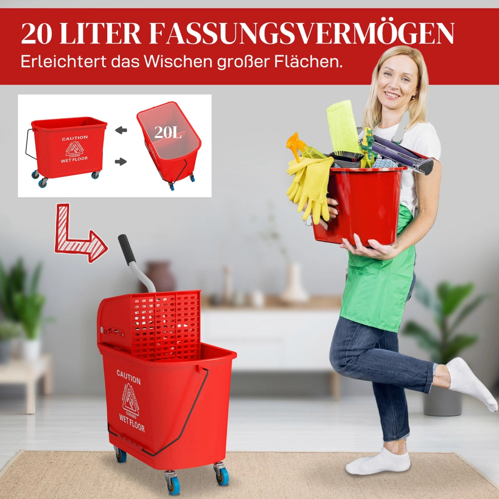 Secchio 20L con Strizzatore e Manico ¨C Zephmum ¨C Rosso