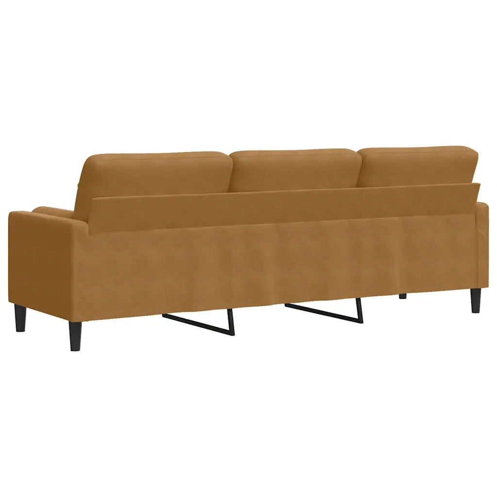 Divano a 3 Posti con Cuscini Marrone 210 cm in Velluto 3278246
