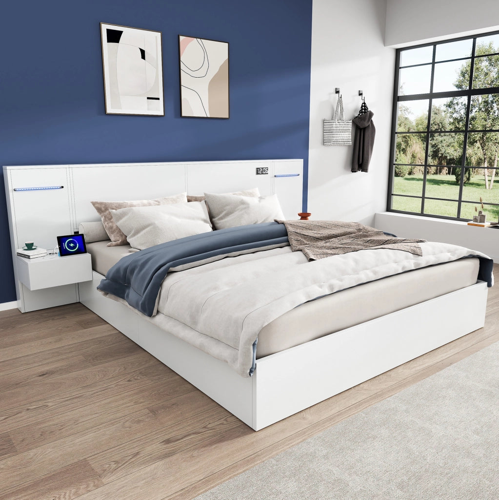 Letto matrimoniale 160x200 cm con USB, Bluetooth e LED