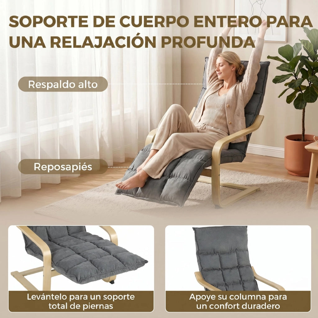 Poltrona Relax con Poggiapiedi e Dondolo ¨C Minimal ¨C Grigio
