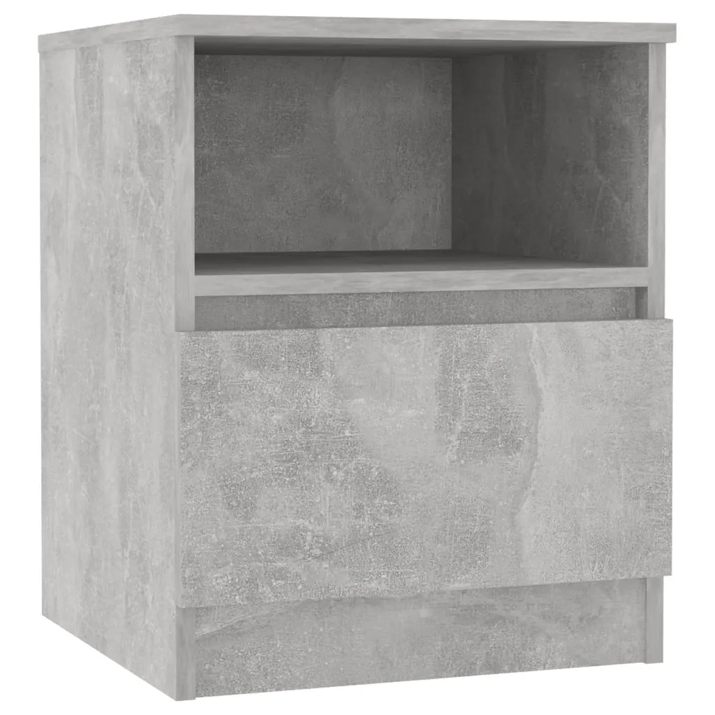 Set di 2 Comodini | Armadio da Notte | Mobiletto da notte Grigio Cemento 40x40x50 cm in Legno Multistrato
