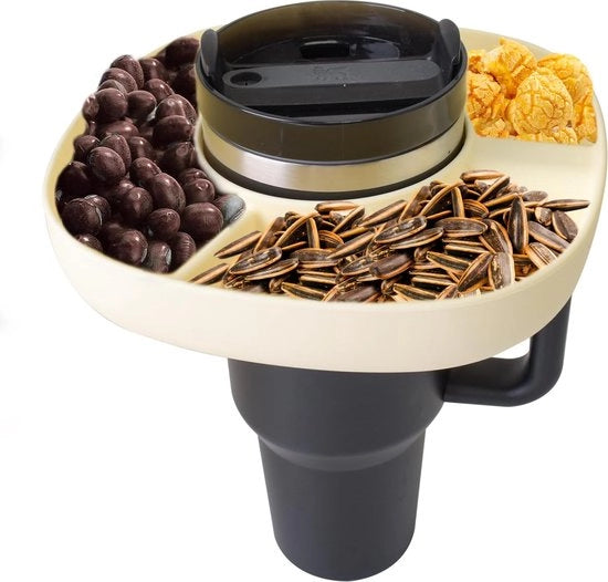 Porta snack per Tumbler da 40 oz con 3 compartimenti per cibi secchi e snack.