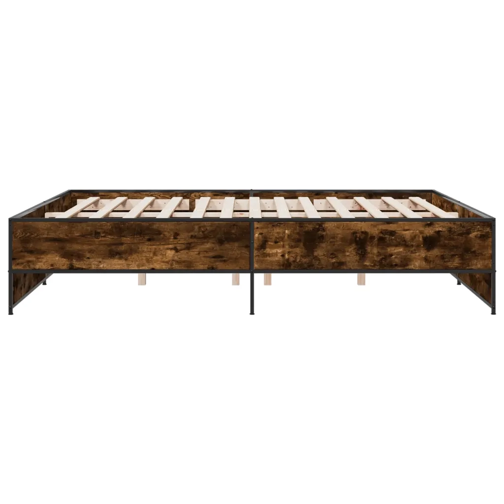 Giroletto-Struttura Letto Rovere Fumo 200x200 cm in Legno Multistrato e Metallo 749721