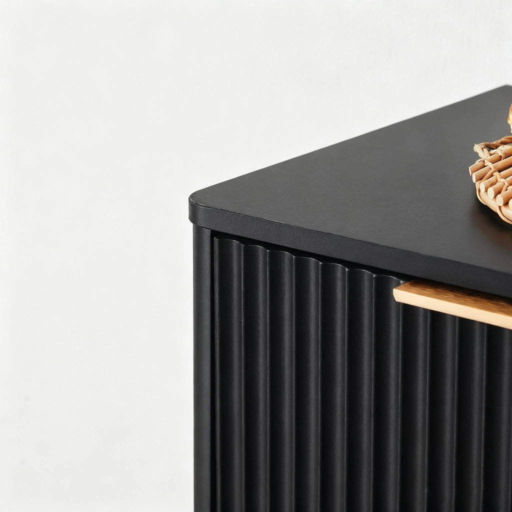 Credenza 170x40x70;5 cm con 6 ante; mobile TV e contenitore multifunzione in MDF nero