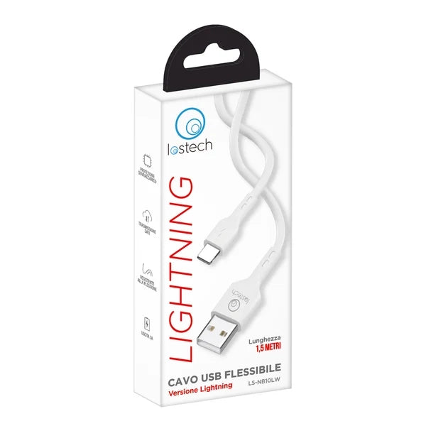 CAVETTO LIGHTNING lungh. 1,5 mt. - col. bianco - LOSTECH